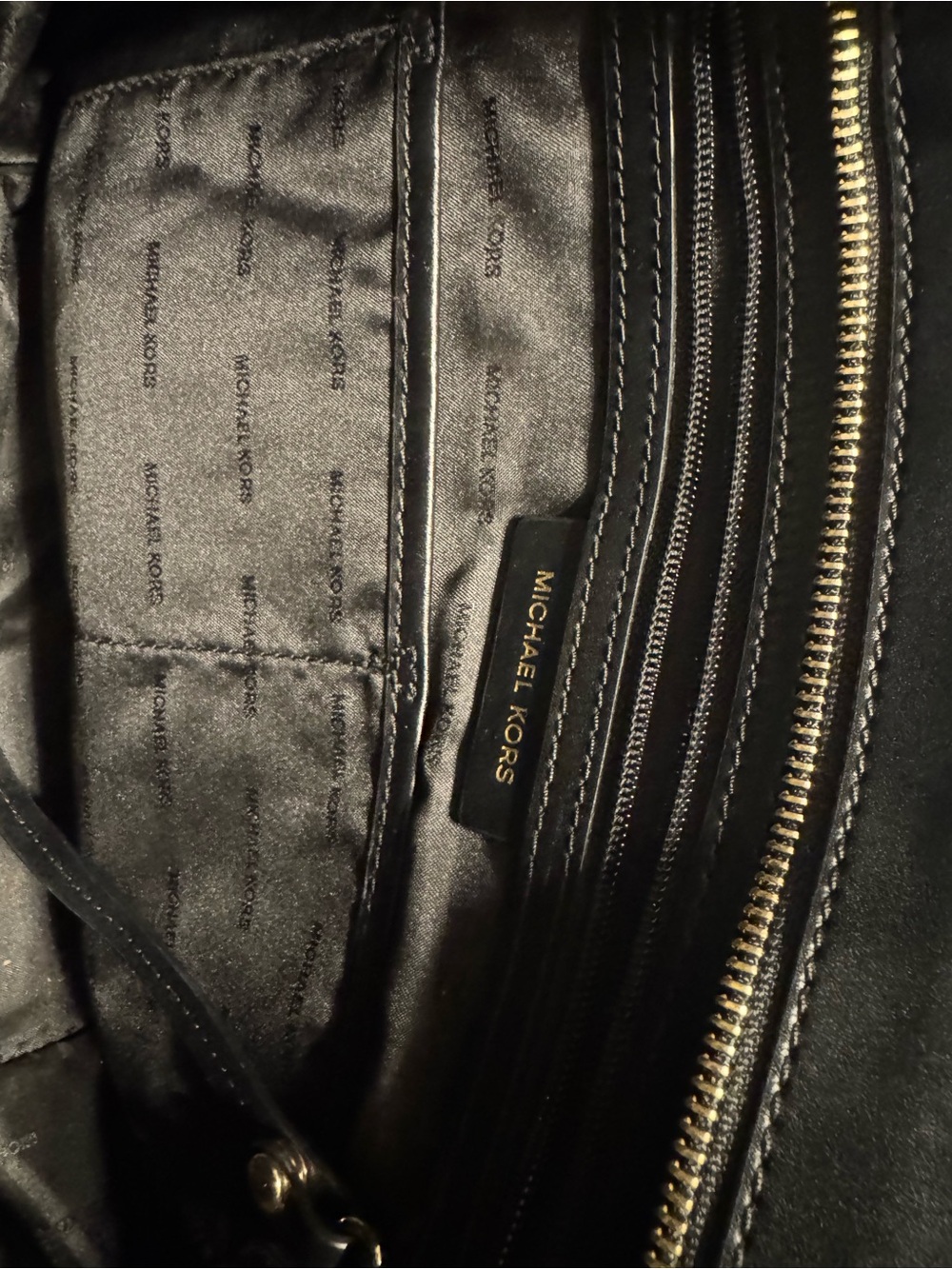 Michael Kors Black Pebbled Leather Tote with Gold Accents - Picture 7 of 8